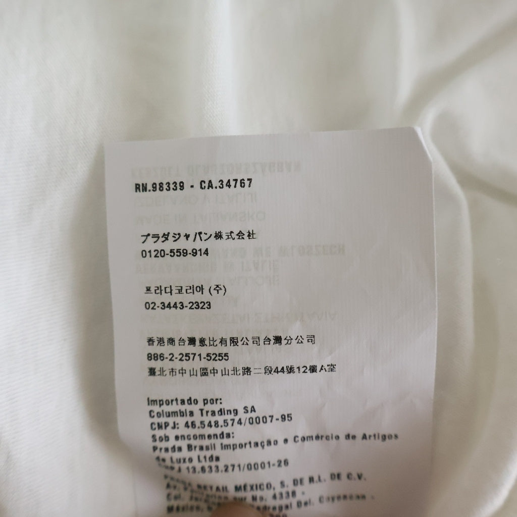PRADA(プラダ) ネックラインストーン 半袖Tシャツ ホワイト #S レディース
