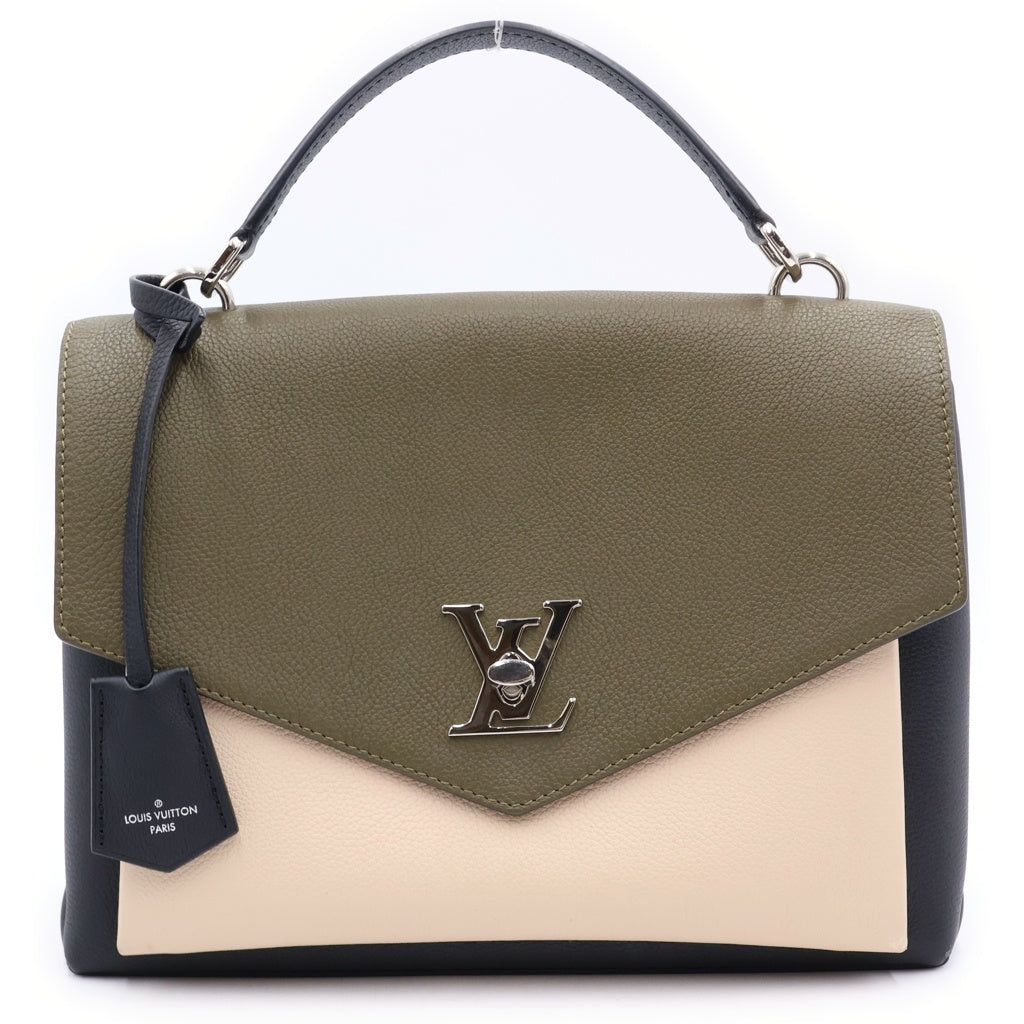 LOUIS VUITTON(ルイヴィトン) マイロックミーBB ローリエ トフィーラテ レザー 2WAY ハンド ショルダーバッグ シルバー金具 カーキ/ブラック M55522 レディース