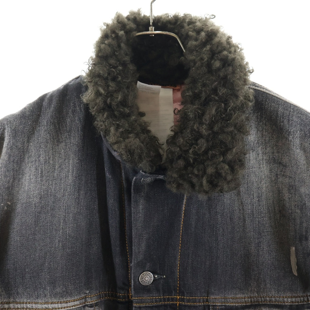 Acne Studios(アクネ ストゥディオズ) ウォッシュ加工デニムジャケット フェイクファー ボア グレー FN-UX-OUTW000103