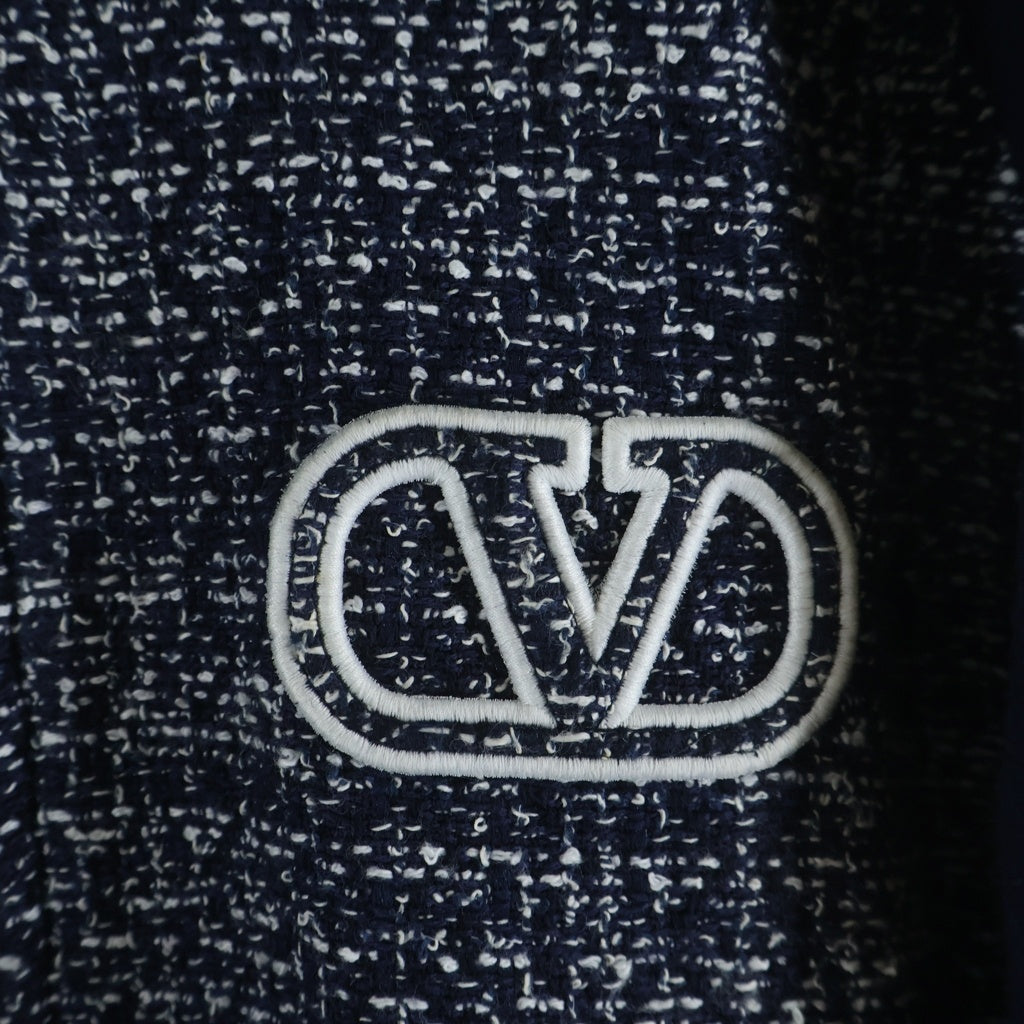 VALENTINO(ヴァレンティノ) Xビスコースツイード Vロゴ シグネチャーパッチ ボンバージャケット ネイビー 5V3CI0B2ABD_ZCV