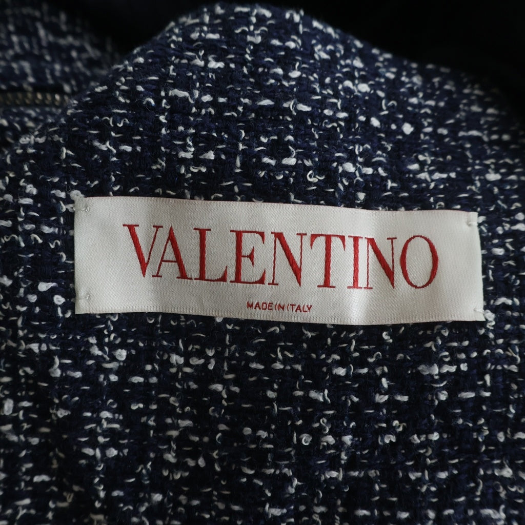 VALENTINO(ヴァレンティノ) Xビスコースツイード Vロゴ シグネチャーパッチ ボンバージャケット ネイビー 5V3CI0B2ABD_ZCV