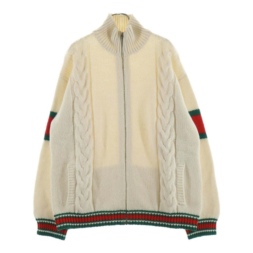 GUCCI(グッチ) ケーブルニット ボンバージャケット ブルゾン シェリーライン ウール ジップアップ アイボリー 599311 XKA32