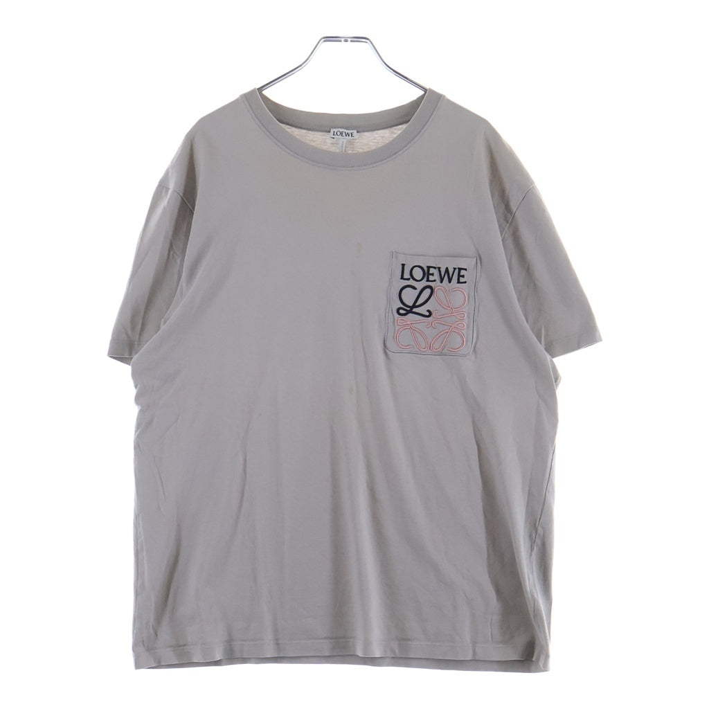 LOEWE(ロエベ) 22AW アナグラム ロゴ刺繍 半袖コットンTシャツ カットソー 胸ポケット グレー H526Y22X99
