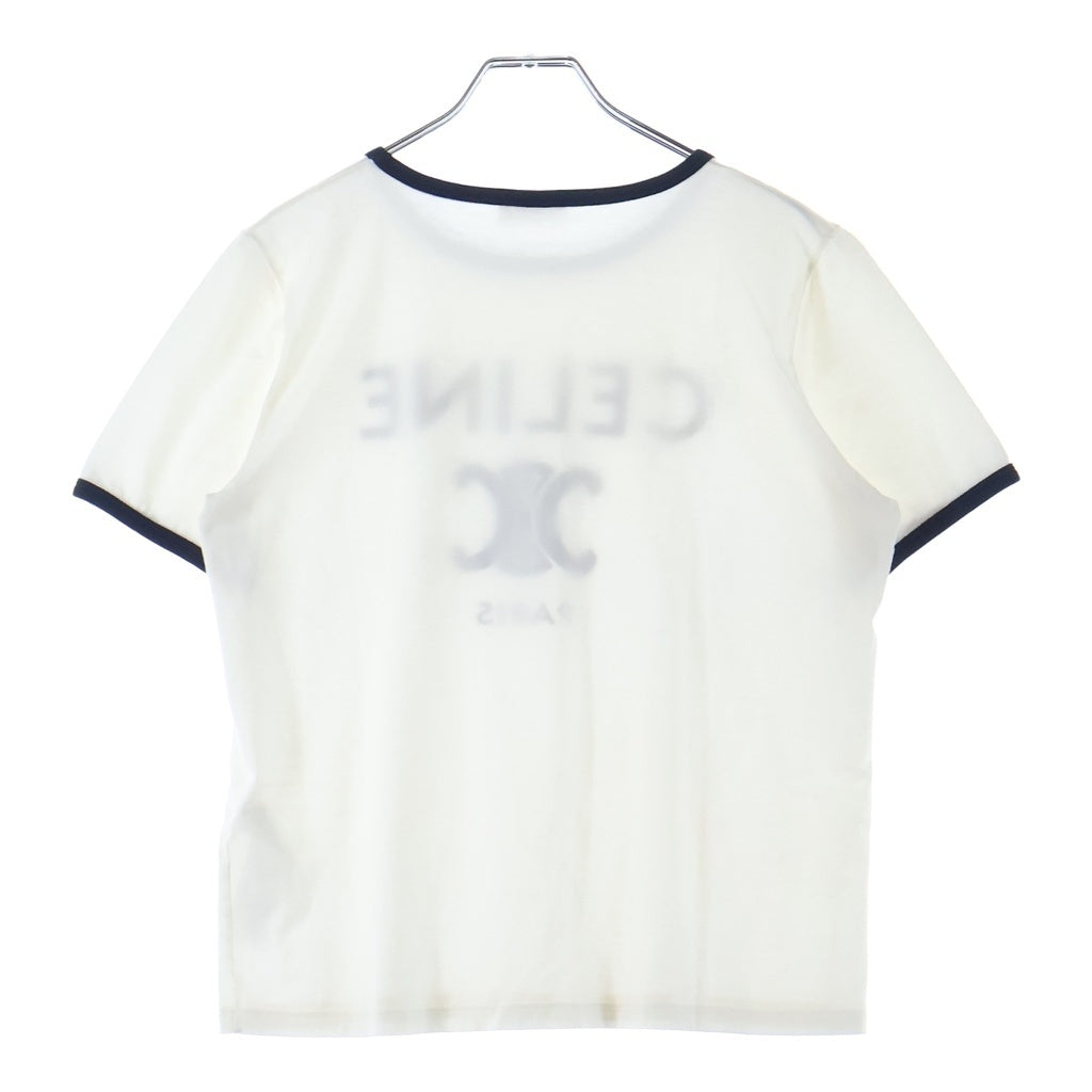 CELINE(セリーヌ) トリオンフ ロゴ プリント コットン 半袖 Tシャツ カットソー #M ホワイト 2X872671Q レディース