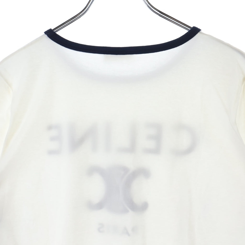 CELINE(セリーヌ) トリオンフ ロゴ プリント コットン 半袖 Tシャツ カットソー #M ホワイト 2X872671Q レディース