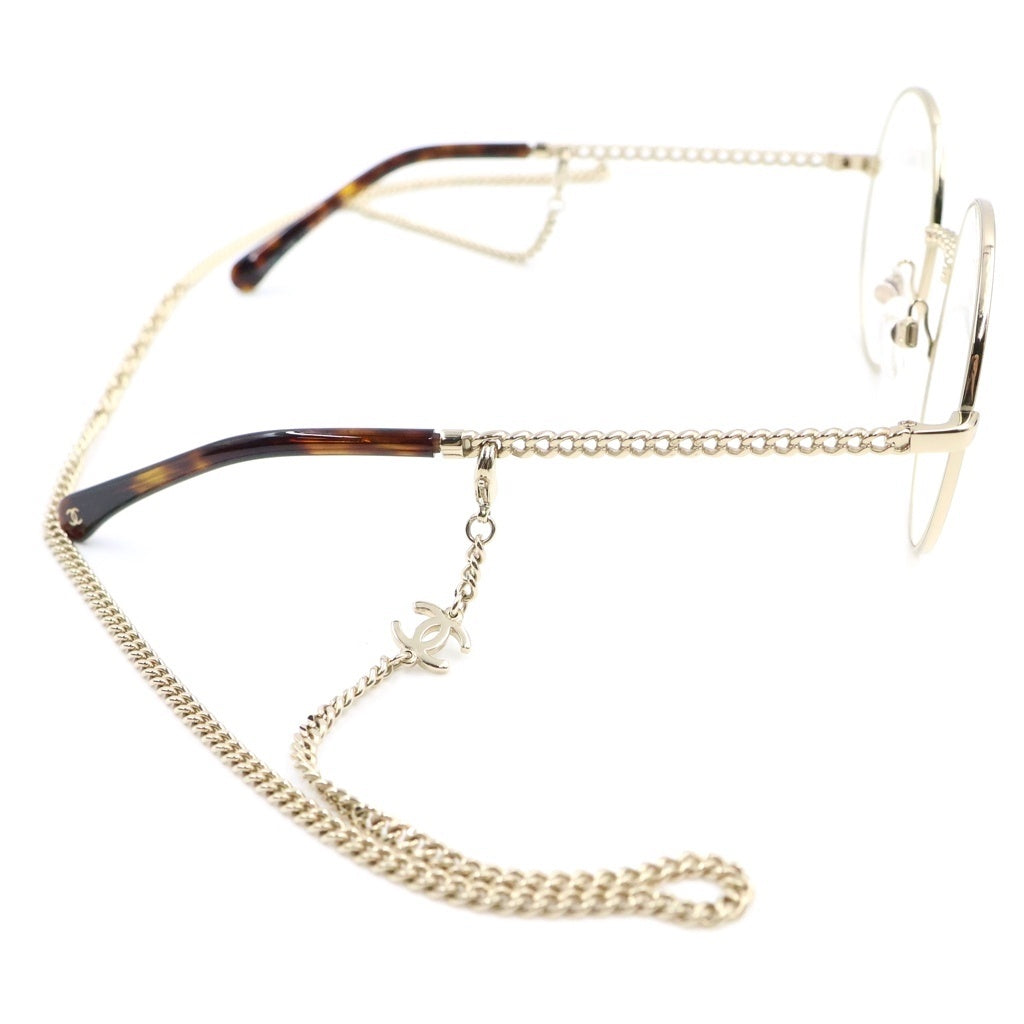 CHANEL(シャネル) ココマーク ラウンド オプティカル チェーン サングラス 眼鏡 メガネ アイウェア 53□21 ブラウン/ゴールド 2186