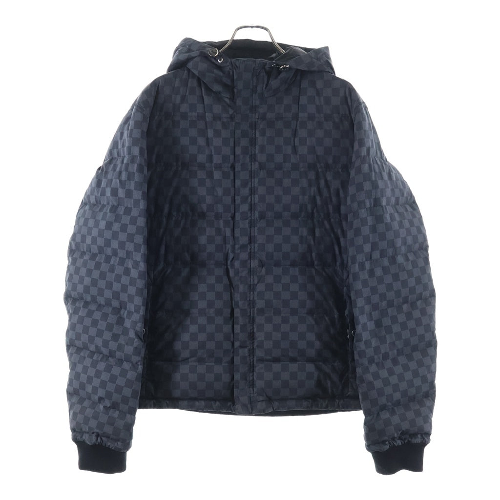 LOUIS VUITTON(ルイヴィトン) ダミエ リバーシブル ポリエステル×ナイロン フーディ ダウンジャケット ブルゾン アウター #52 ブラック/グレー RM122D H2BS48PHU
