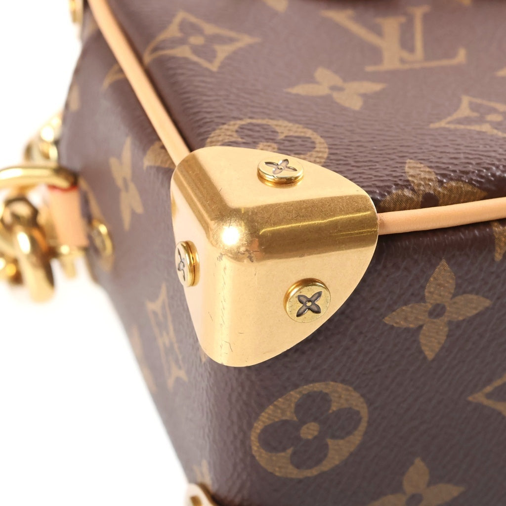 LOUIS VUITTON(ルイヴィトン) モノグラム ミニソフトトランク 2WAYハンドバッグ ショルダーバッグ ブラウン レザー×PVC M68906 ゴールド金具 レディース