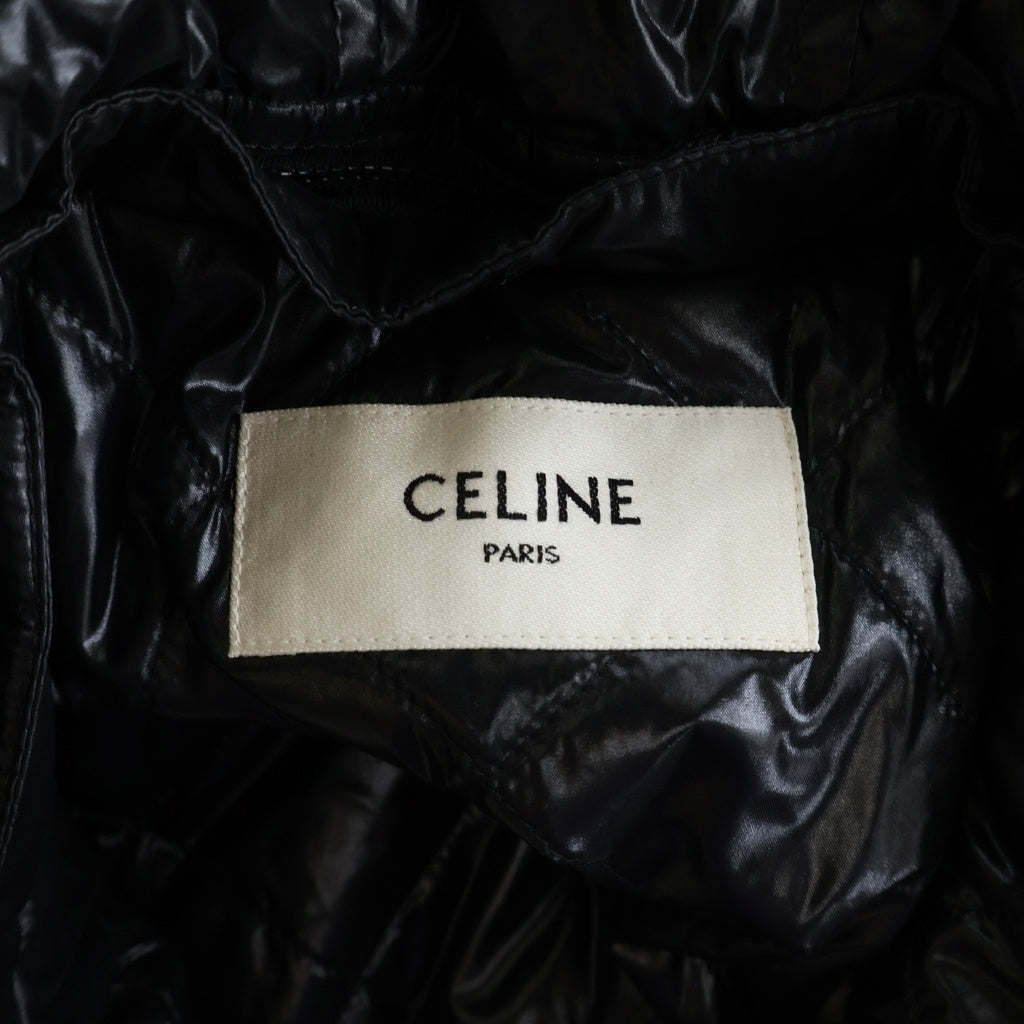 CELINE(セリーヌ) 21AW キルティング チェック フランネルシャツ フーデッドロゴブルゾン ウール×ナイロン フード付きジャケット #48 ホワイト/ブラック 2W4100010