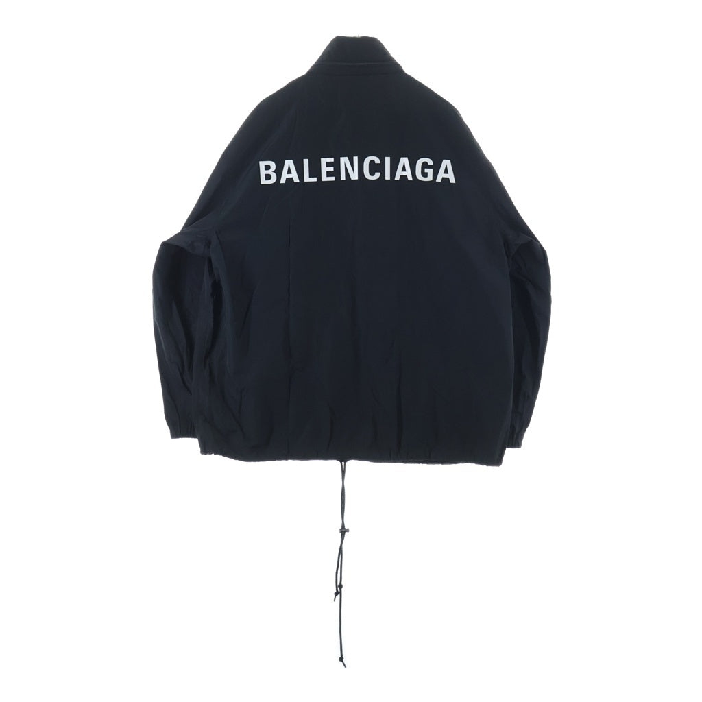 BALENCIAGA(バレンシアガ) 19AW バックロゴ ハイネック ポリエステル×レーヨン ジャケット ウインドブレーカー ブルゾン アウター #36 ブラック 556168 TYD36