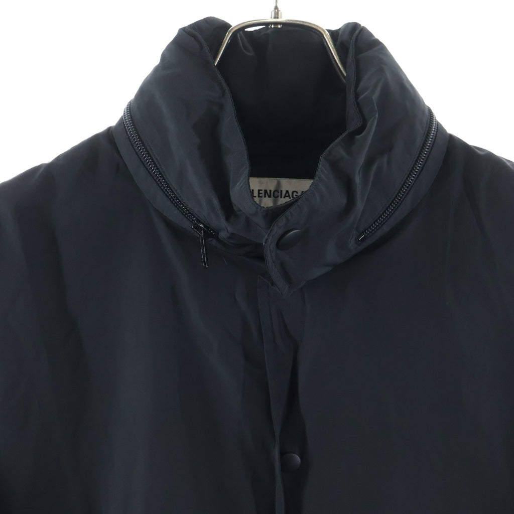 BALENCIAGA(バレンシアガ) 19AW バックロゴ ハイネック ポリエステル×レーヨン ジャケット ウインドブレーカー ブルゾン アウター #36 ブラック 556168 TYD36