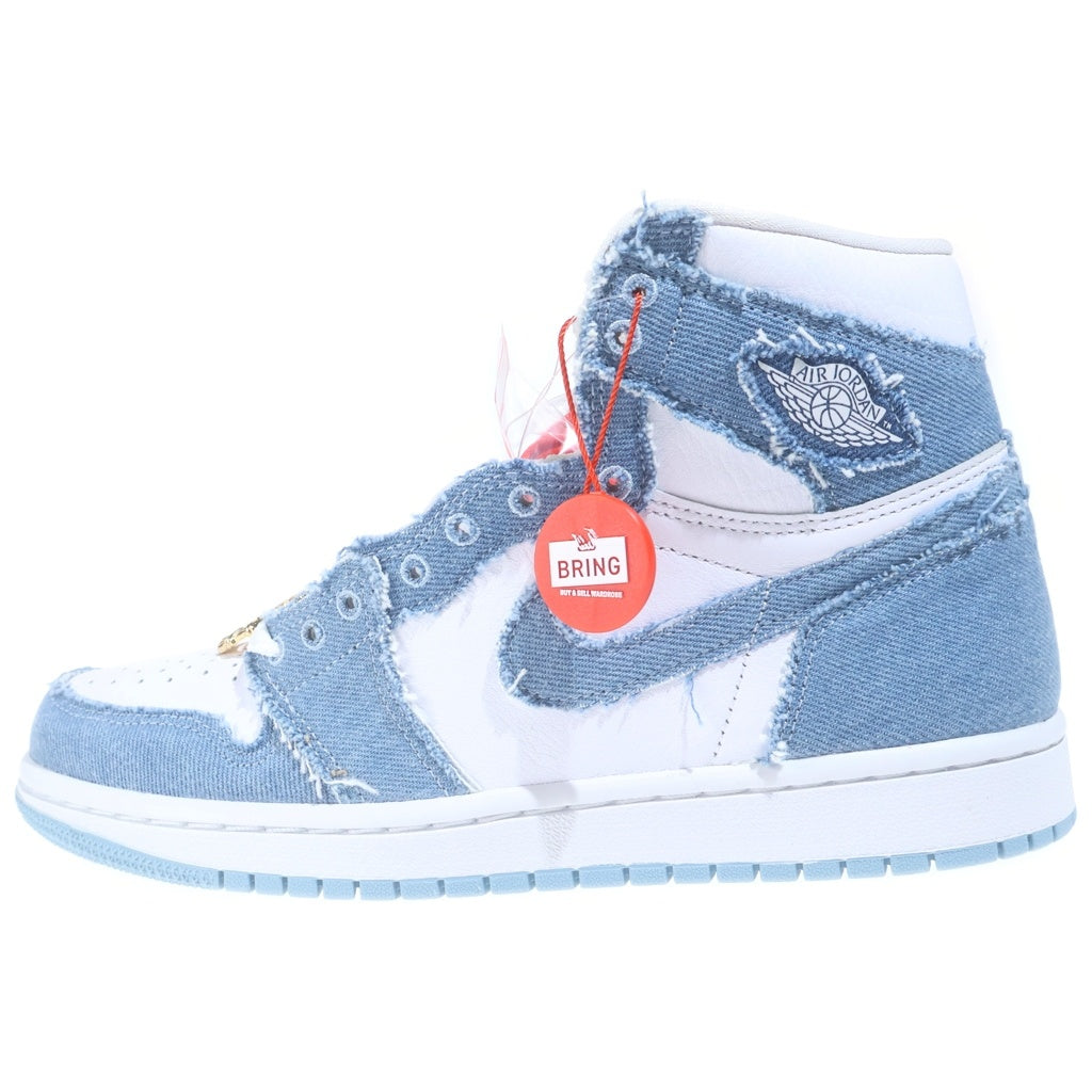 NIKE(ナイキ) Air Jordan High OG Denim エア ジョーダン 1 レトロ ハイ オリジナル デニム ハイカットスニーカー #US8.5/25.5cm ホワイト/ブルー DM9036-104