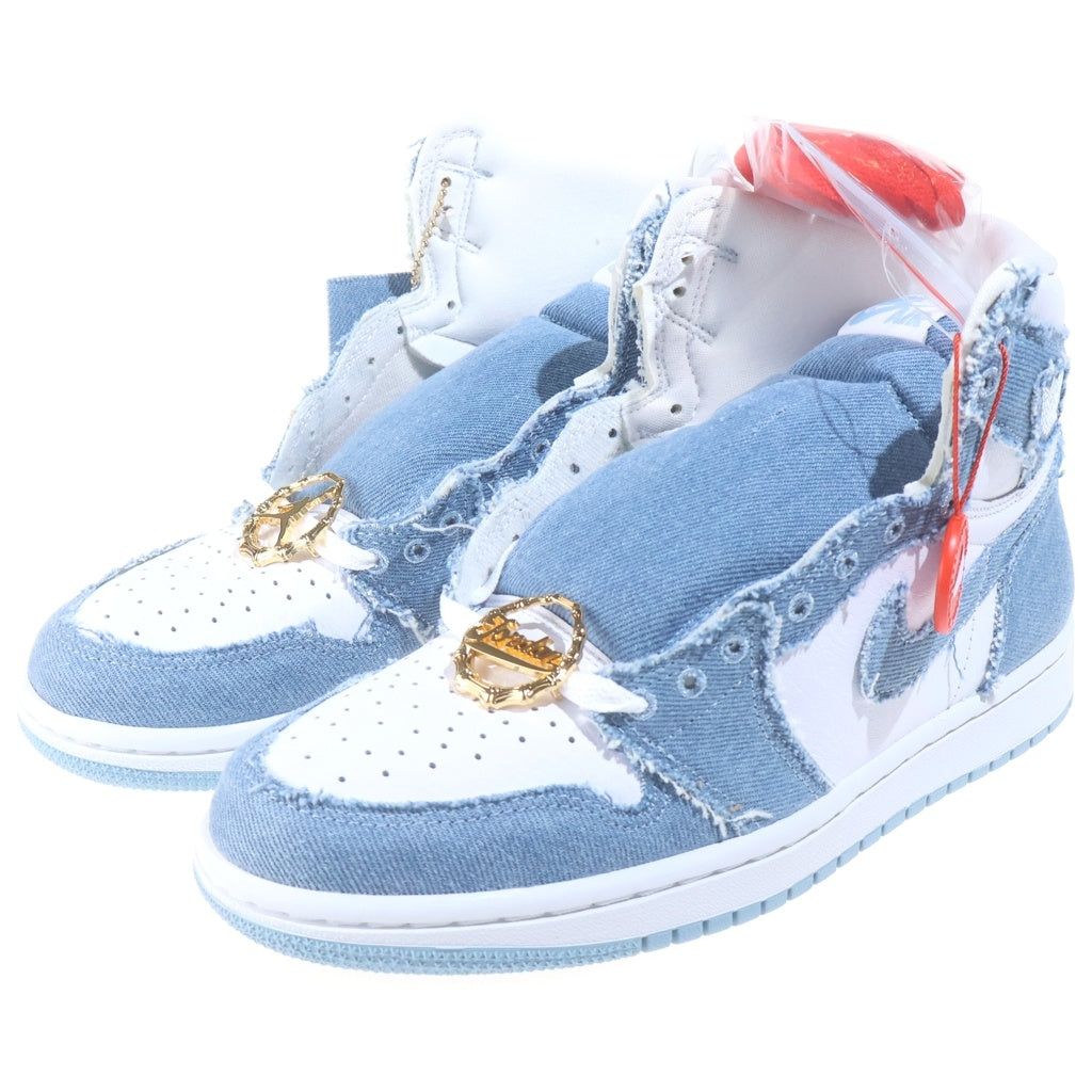 NIKE(ナイキ) Air Jordan High OG Denim エア ジョーダン 1 レトロ ハイ オリジナル デニム ハイカットスニーカー #US8.5/25.5cm ホワイト/ブルー DM9036-104