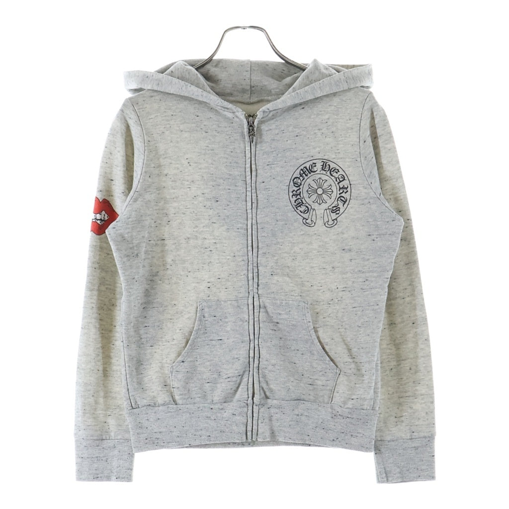 CHROME HEARTS(クロムハーツ) ×Matty boy Teen IDLES マティボーイバックプリント ポリエステル×コットン ダガー 長袖 フーデッド ジップアップバーカー #XS グレー レディース