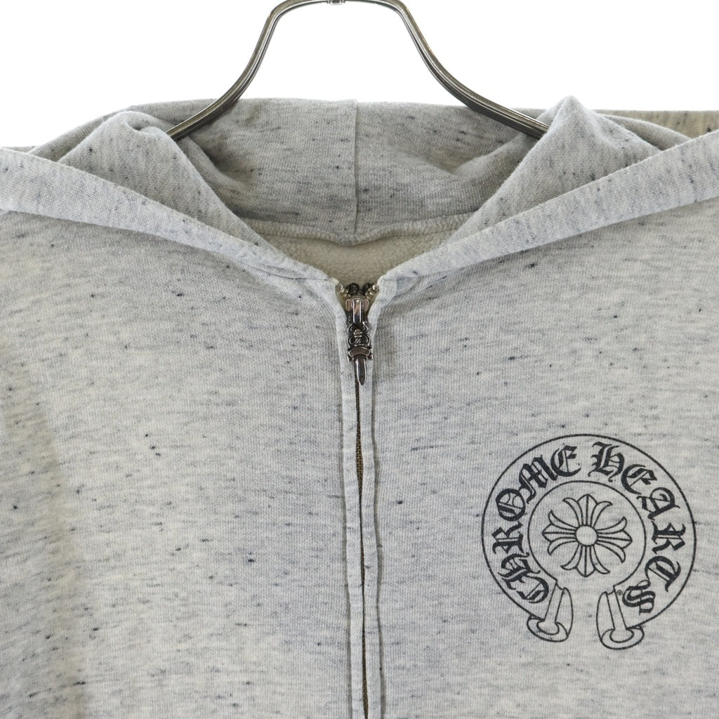 CHROME HEARTS(クロムハーツ) ×Matty boy Teen IDLES マティボーイバックプリント ポリエステル×コットン ダガー 長袖 フーデッド ジップアップバーカー #XS グレー レディース