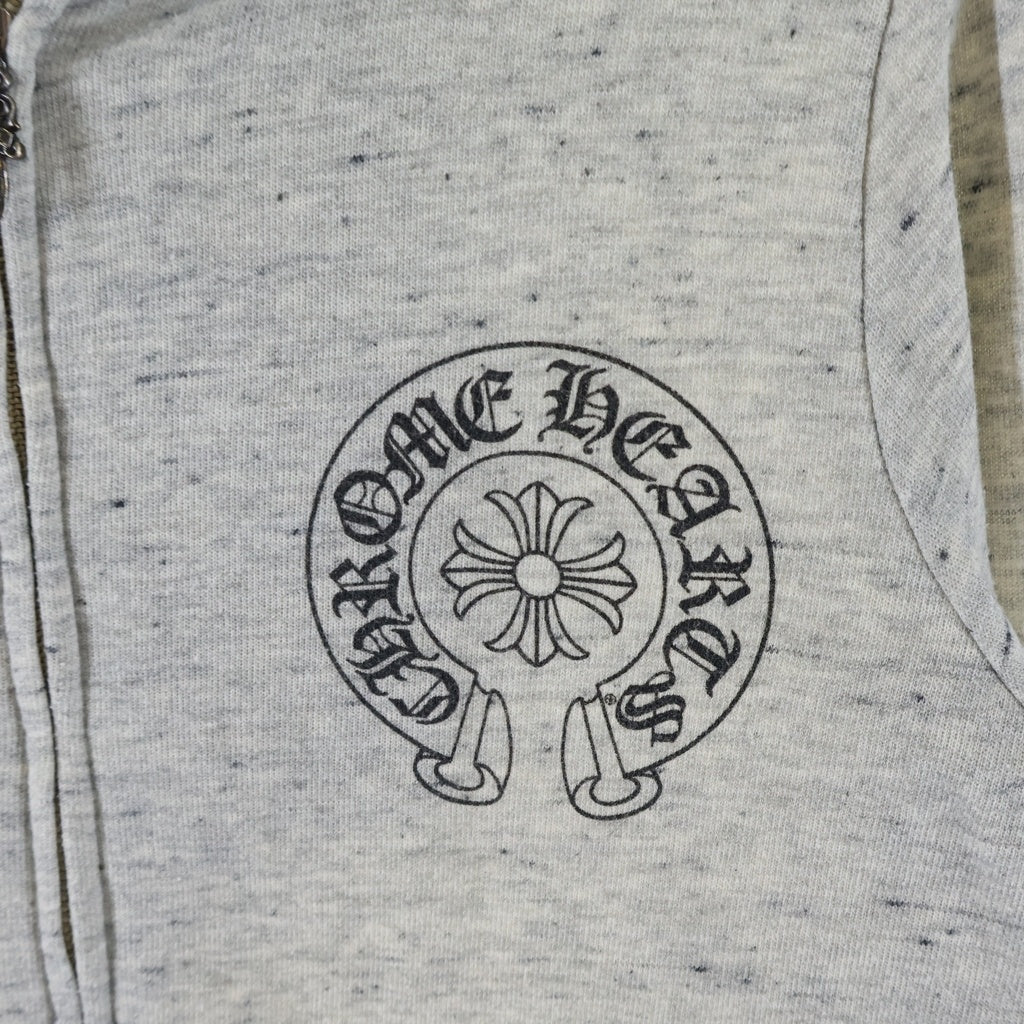 CHROME HEARTS(クロムハーツ) ×Matty boy Teen IDLES マティボーイバックプリント ポリエステル×コットン ダガー 長袖 フーデッド ジップアップバーカー #XS グレー レディース