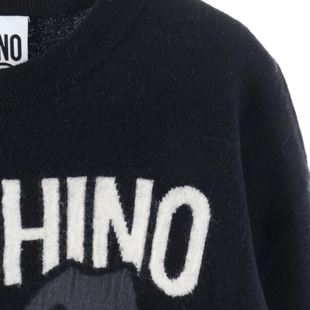 MOSCHINO(モスキーノ) デザインニット PLAYBOY BEAR プレイボーイ ベア ウール 長袖 ニット セーター ブラック レディース
