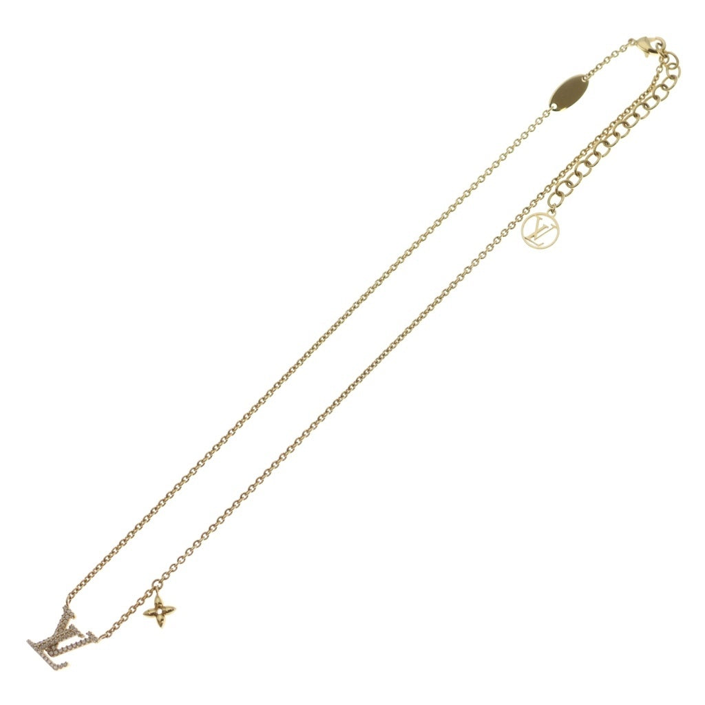 LOUIS VUITTON(ルイヴィトン) コリエ LV ラインストーン ネックレス ペンダント チェーン ゴールド GP M00596 レディース