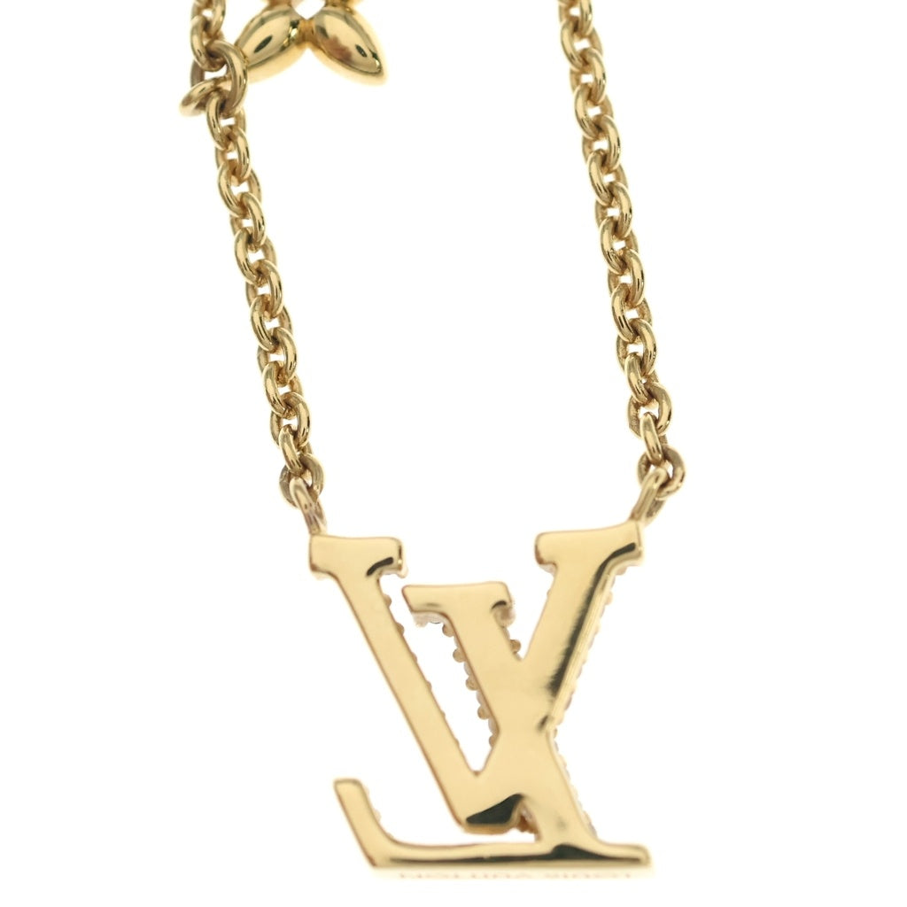 LOUIS VUITTON(ルイヴィトン) コリエ LV ラインストーン ネックレス ペンダント チェーン ゴールド GP M00596 レディース