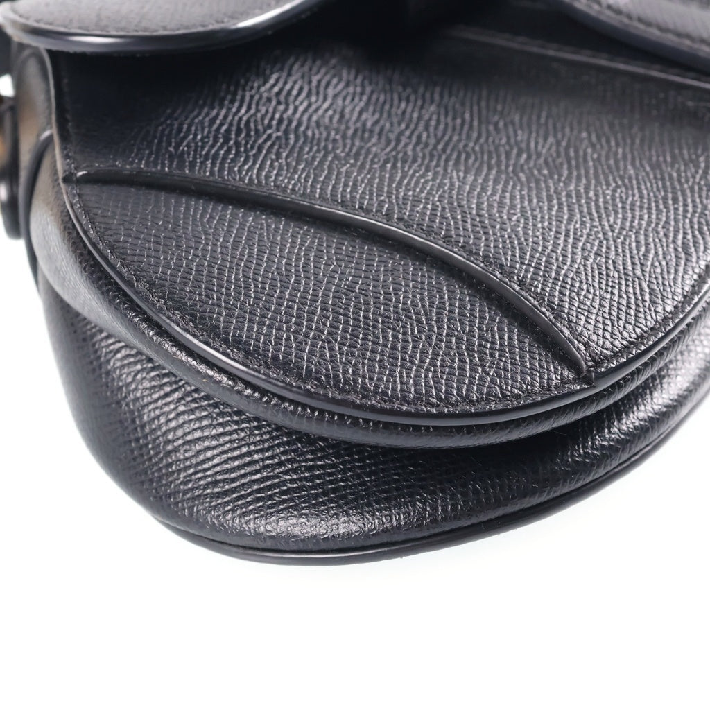 Christian Dior(クリスチャンディオール) サドルバッグ ミニ ハンドバッグ ブラック レザー ゴールド金具 レディース