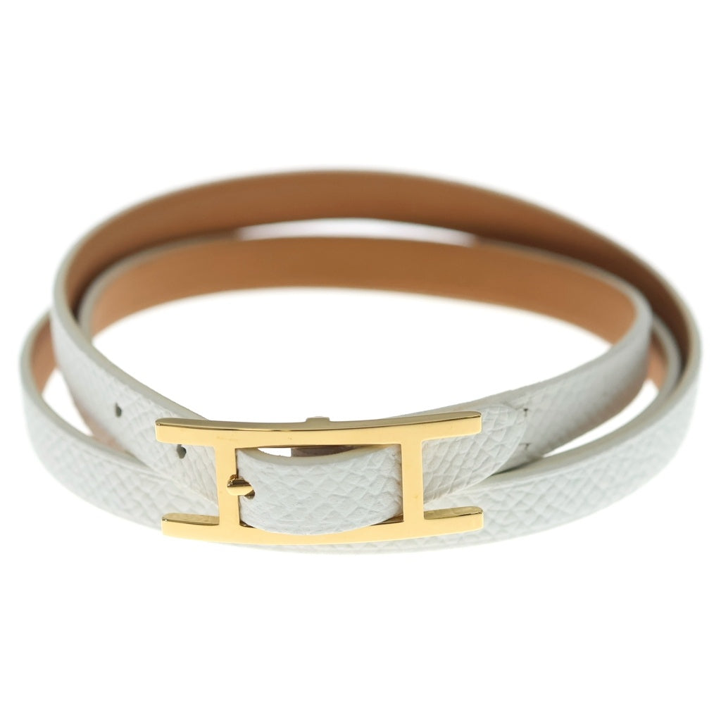HERMES(エルメス) ビーアピ ドゥブルトゥール ブレスレット ニューホワイト □K刻印 ゴールド金具