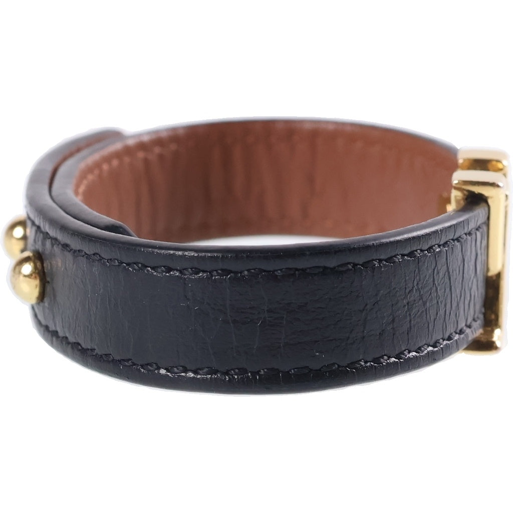 LOUIS VUITTON(ルイヴィトン) モノグラム LVアイコニック ブレスレット バングル レザー×メタル ブラック×ゴールド M8085F レディース