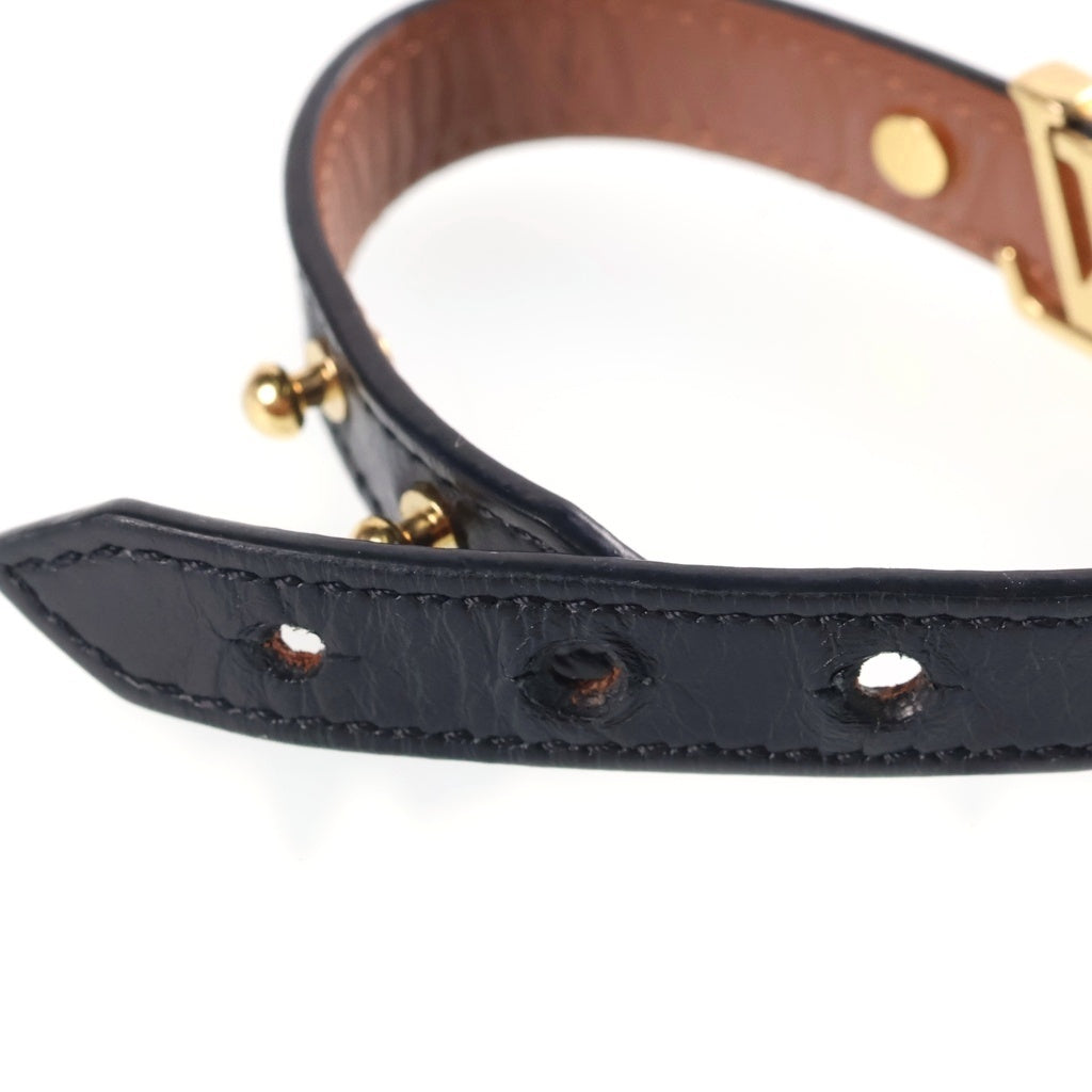 LOUIS VUITTON(ルイヴィトン) モノグラム LVアイコニック ブレスレット バングル レザー×メタル ブラック×ゴールド M8085F レディース