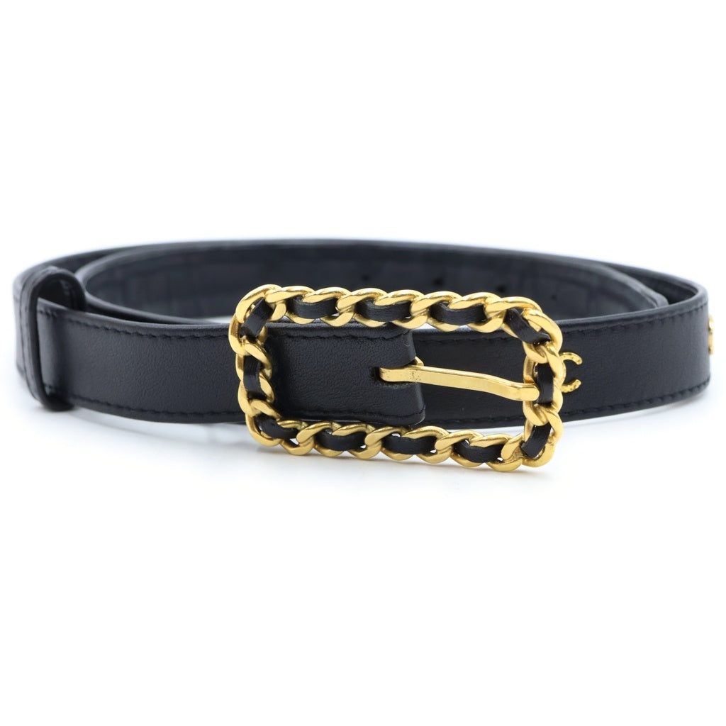 CHANEL(シャネル) ココマーク チェーン バックル ベルト ゴールド金具 ブラック 96P レディース