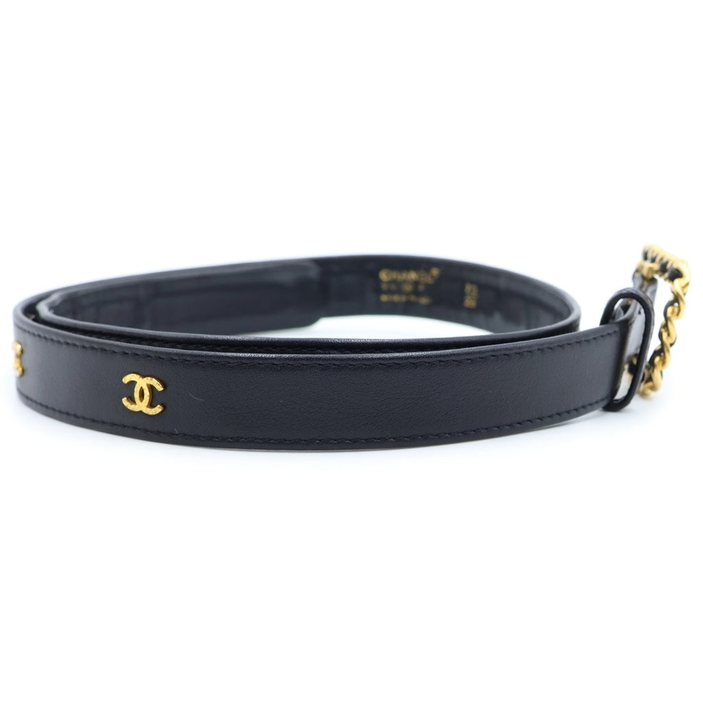 CHANEL(シャネル) ココマーク チェーン バックル ベルト ゴールド金具 ブラック 96P レディース