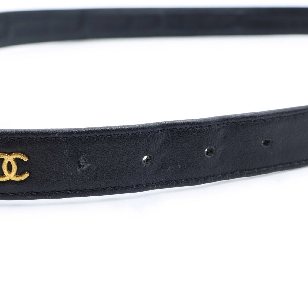 CHANEL(シャネル) ココマーク チェーン バックル ベルト ゴールド金具 ブラック 96P レディース