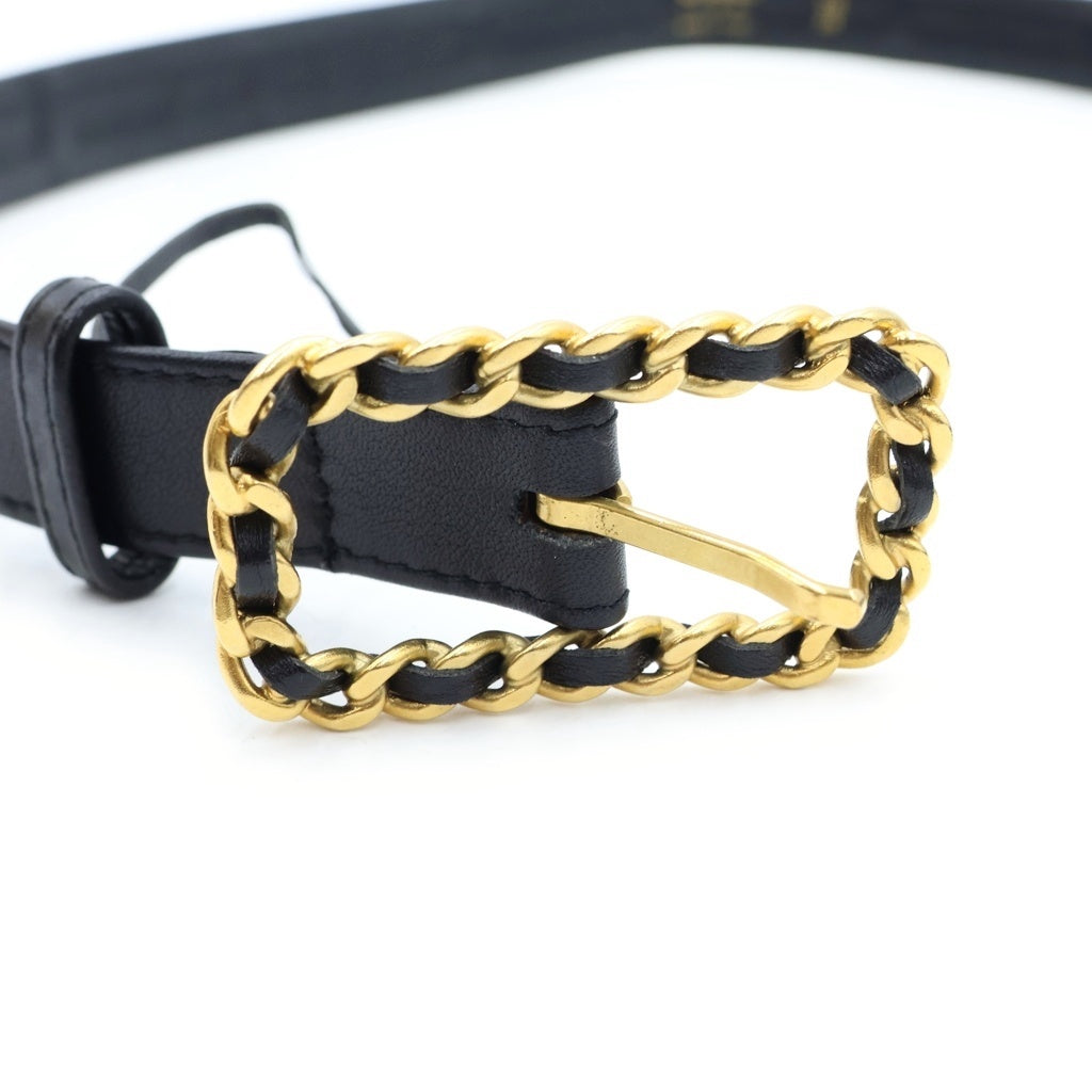 CHANEL(シャネル) ココマーク チェーン バックル ベルト ゴールド金具 ブラック 96P レディース