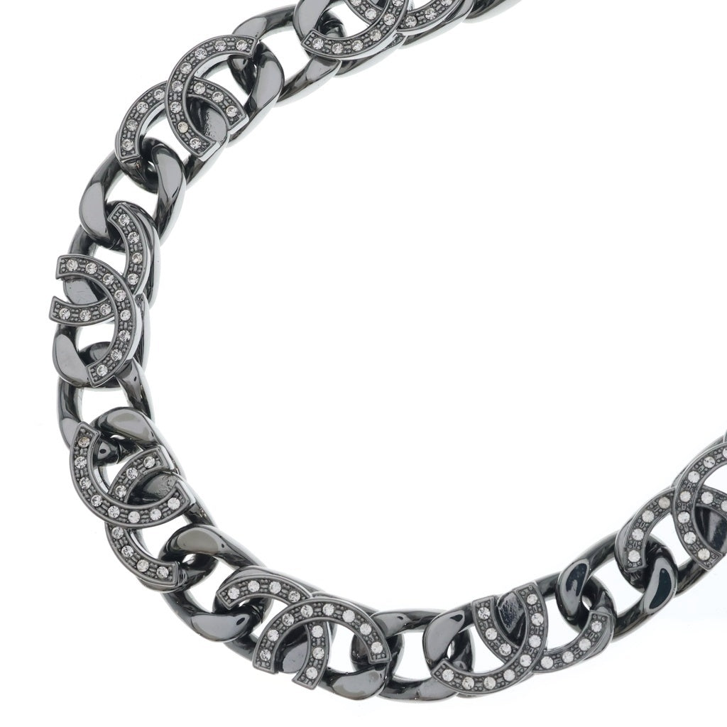 CHANEL(シャネル) ココマーク ラインストーン 喜平 ネックレス チェーン シルバー メタル レディース