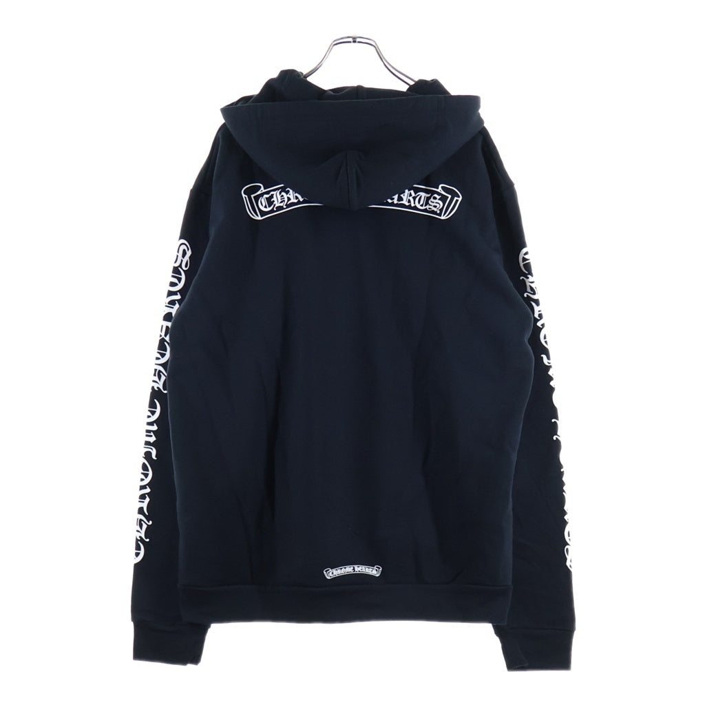 CHROME HEARTS(クロムハーツ) SWTSHRT HD PLVR バックスクロールラベル袖英字プリント プルオーバーパーカー ブラック