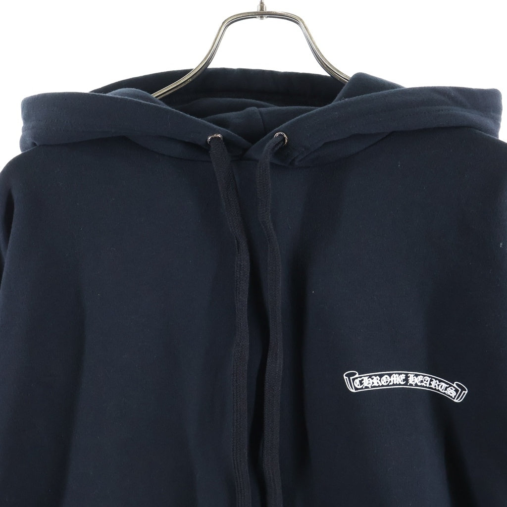 CHROME HEARTS(クロムハーツ) SWTSHRT HD PLVR バックスクロールラベル袖英字プリント プルオーバーパーカー ブラック