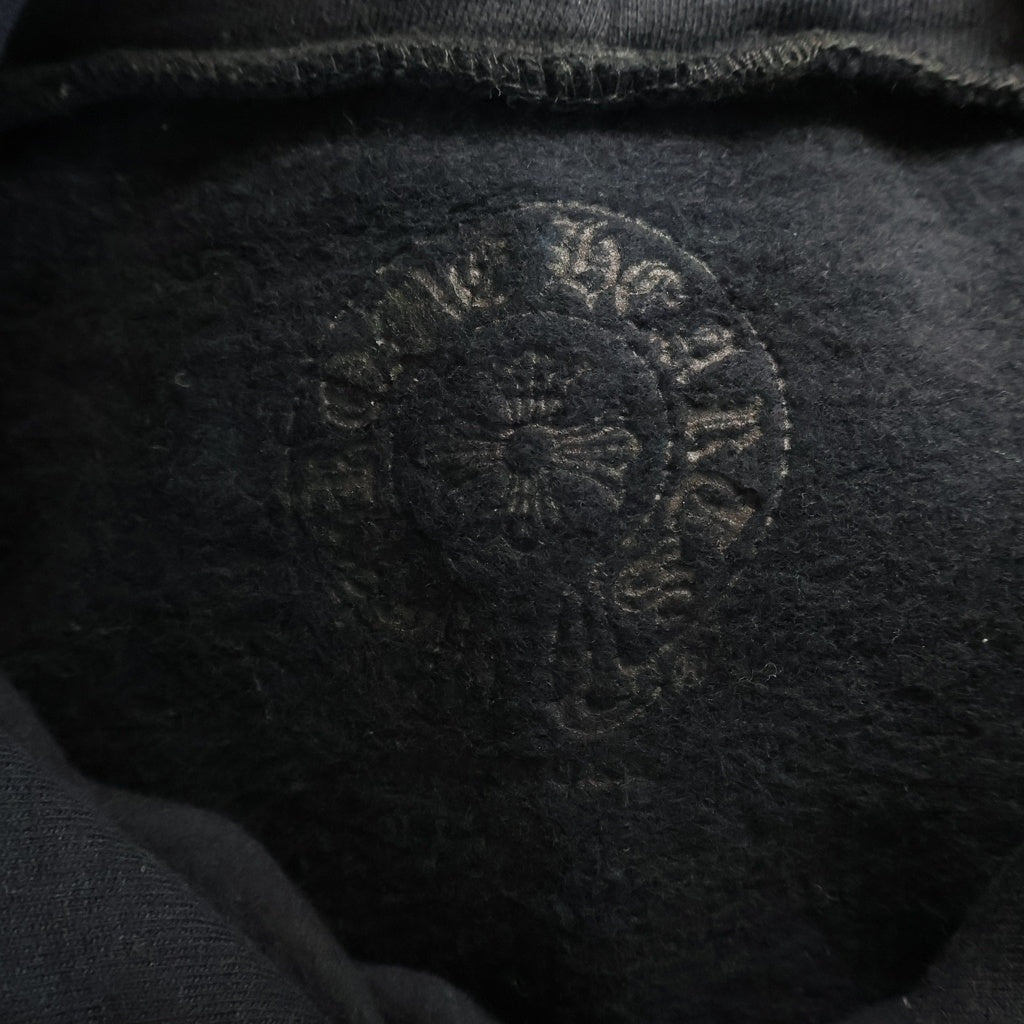 CHROME HEARTS(クロムハーツ) SWTSHRT HD PLVR バックスクロールラベル袖英字プリント プルオーバーパーカー ブラック