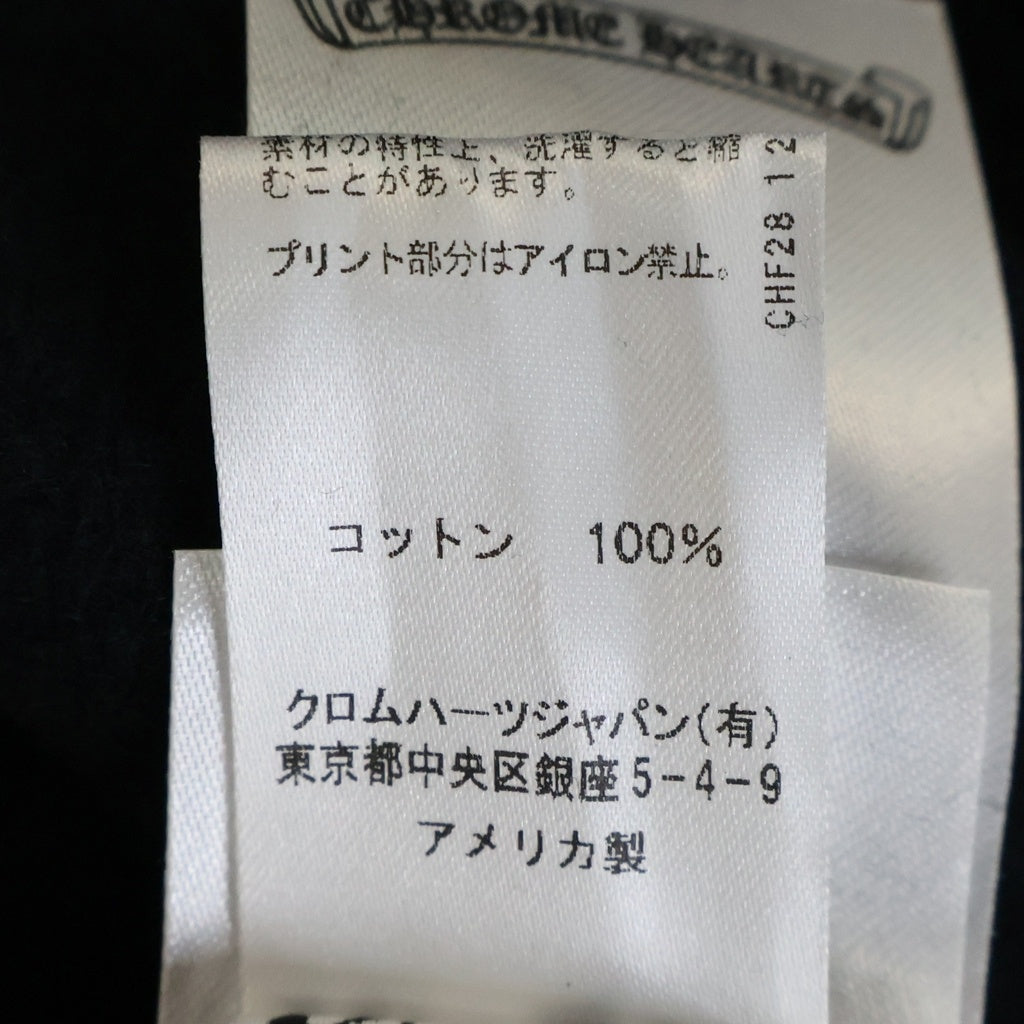 CHROME HEARTS(クロムハーツ) SWTSHRT HD PLVR バックスクロールラベル袖英字プリント プルオーバーパーカー ブラック