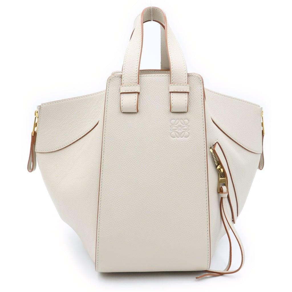 LOEWE(ロエベ) ハンモック ミディアム 2WAYハンドバッグ ショルダーバッグ アイボリー オフホワイト レザー ゴールド金具 レディース
