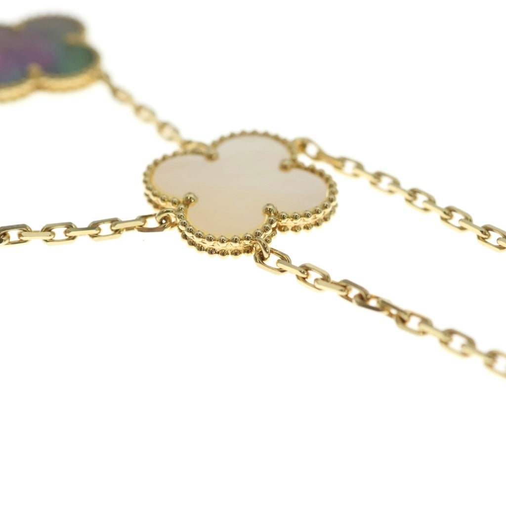 Van Cleef & Arpels(ヴァンクリーフアンドアーペル) マジックアルハンブラ 6モチーフ マザーオブパール ネックレス ホワイト/グレー オニキス Au750 イエローゴールド レディース