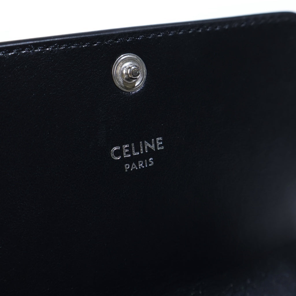 CELINE(セリーヌ) トリオンフ カードケース エンボス ビジネス レザー ブラック レディース