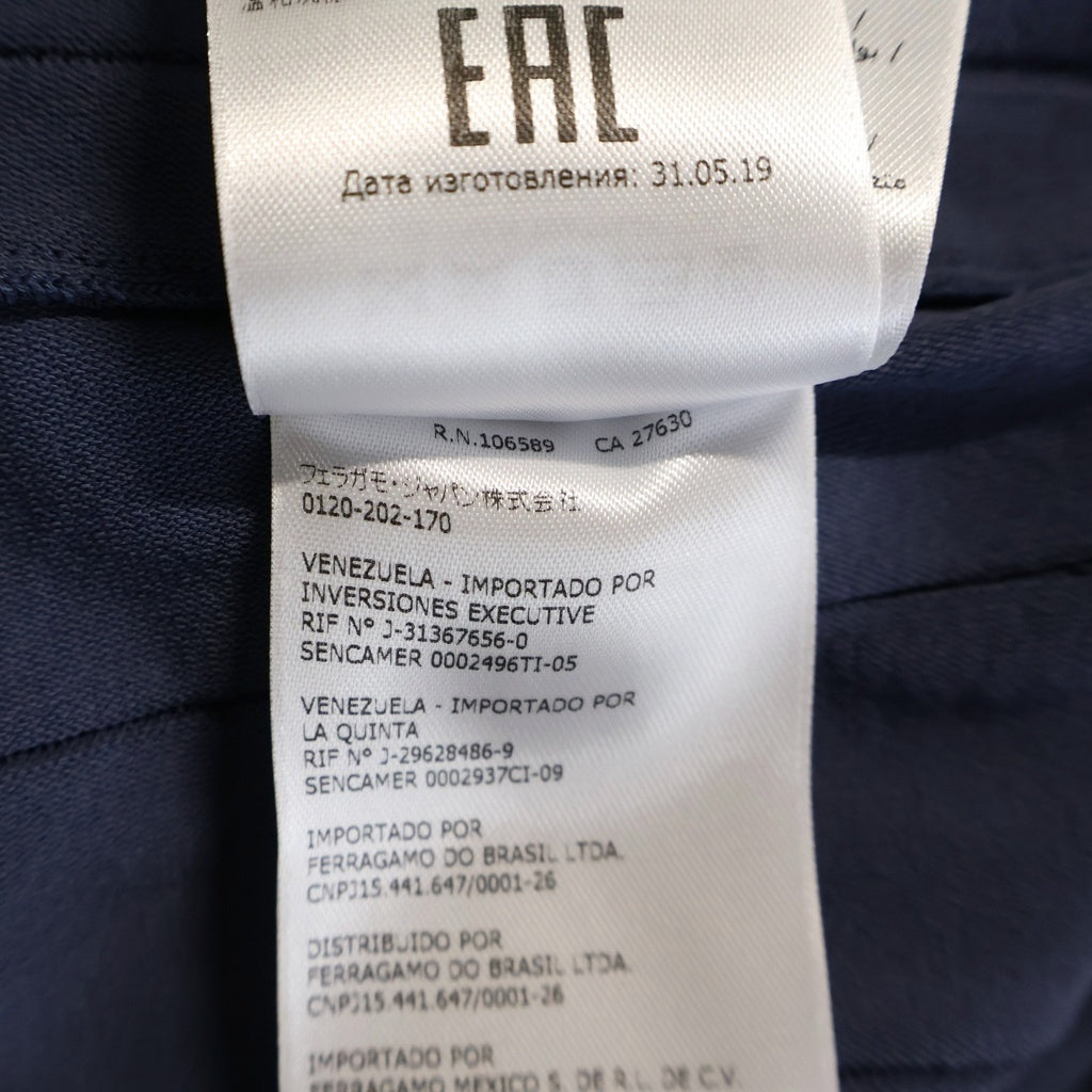 Salvatore Ferragamo(サルヴァトーレ フェラガモ) 襟スタッズ レーヨン 半袖 ニット ワンピース ロングワンピース #M ブルー レディース