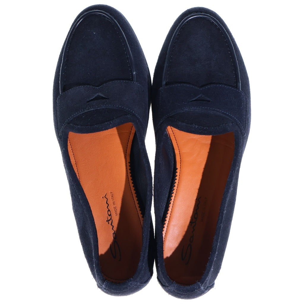 Santoni(サントーニ) コインローファー フラットシューズ ネイビー スエード