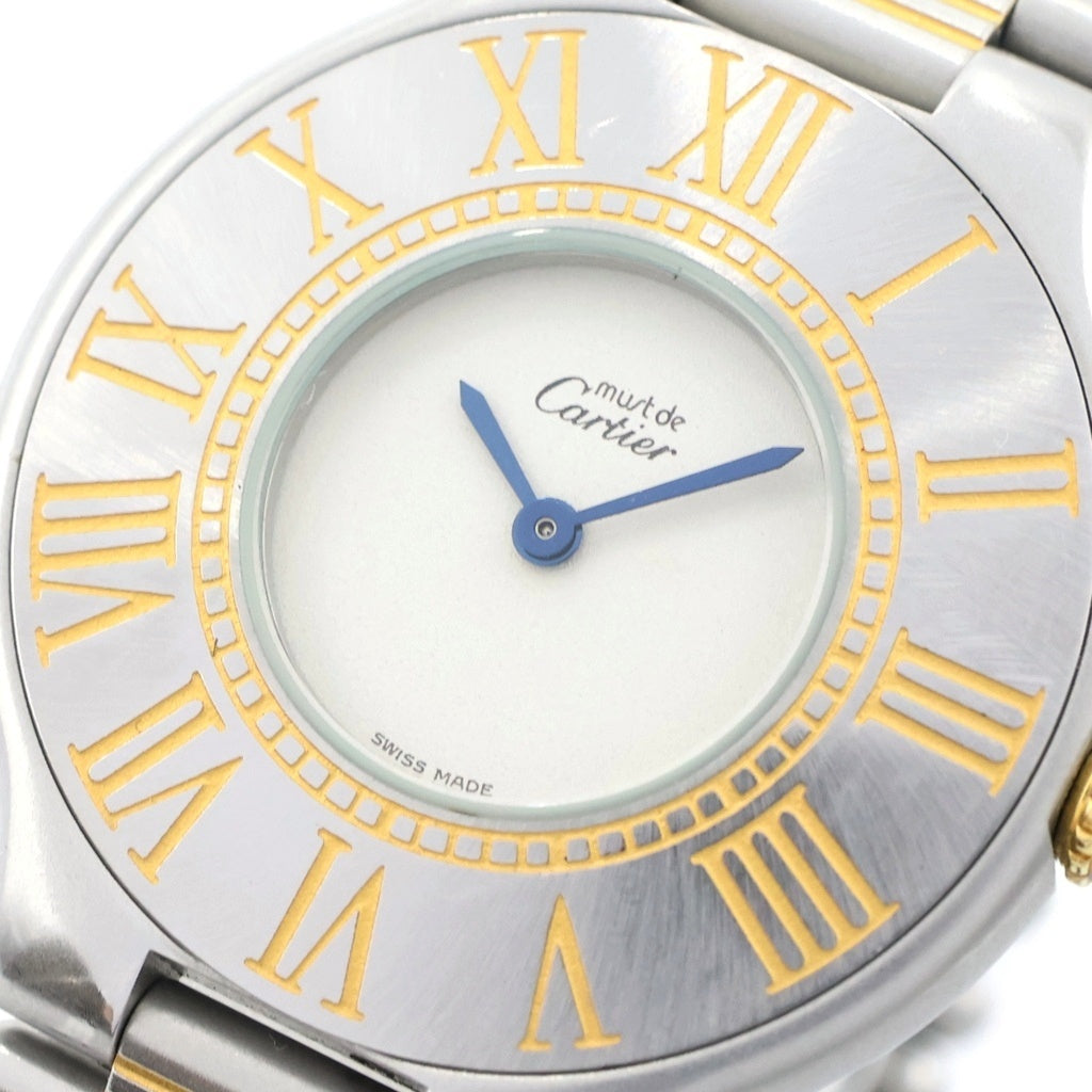 Cartier(カルティエ) マスト21 ヴァンティアン LM アイボリー文字盤 SS×GP/QZ ステンレス×イエローゴールドメッキ クォーツ 電池式 腕時計 W10050F4 レディース