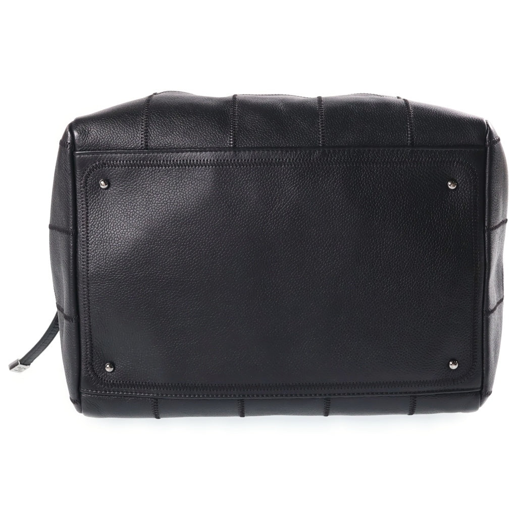 CHANEL(シャネル) チョコバー ハンド ミニボストンバッグ キャビアスキン レザー ココマーク シルバー金具 ブラック 87番台 レディース