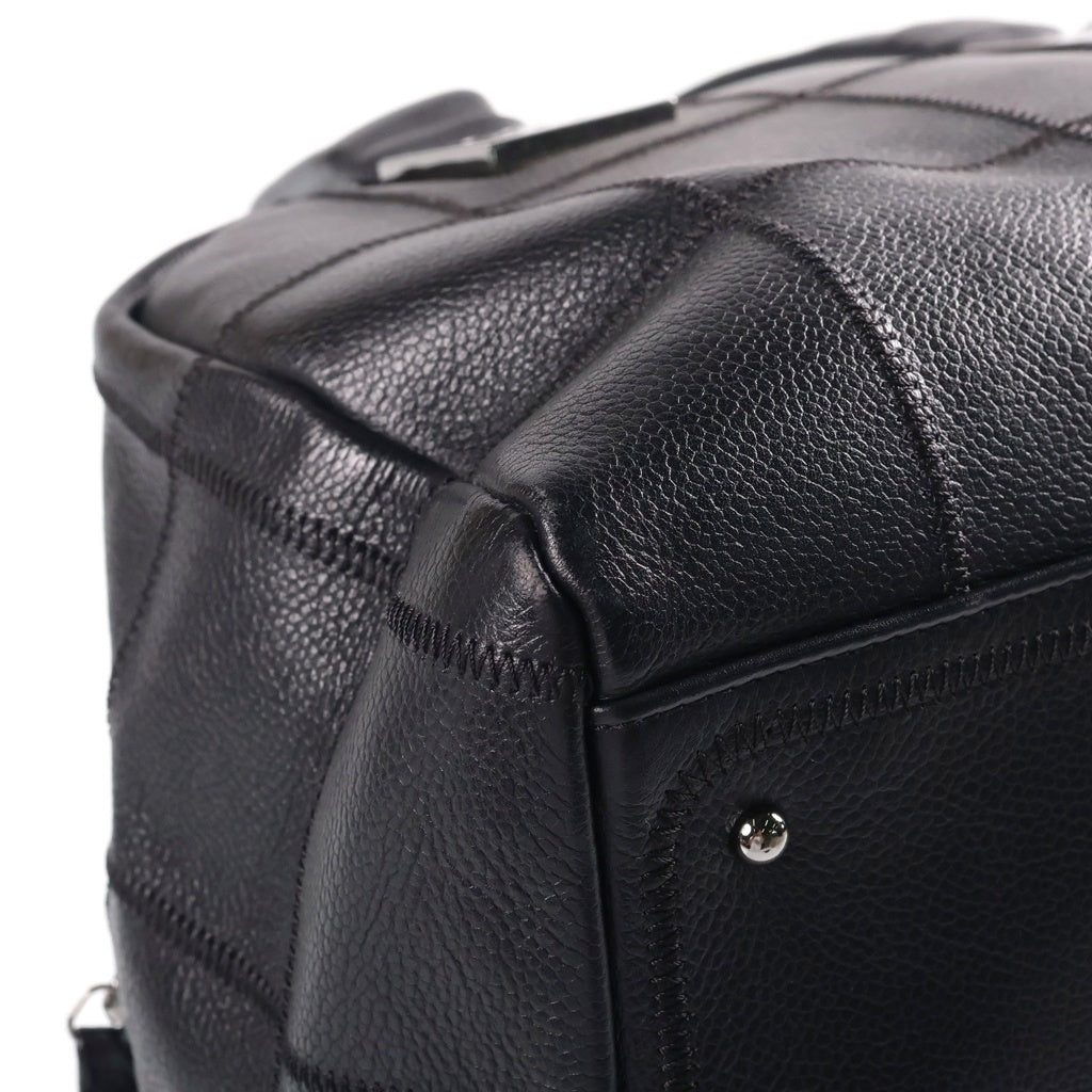 CHANEL(シャネル) チョコバー ハンド ミニボストンバッグ キャビアスキン レザー ココマーク シルバー金具 ブラック 87番台 レディース