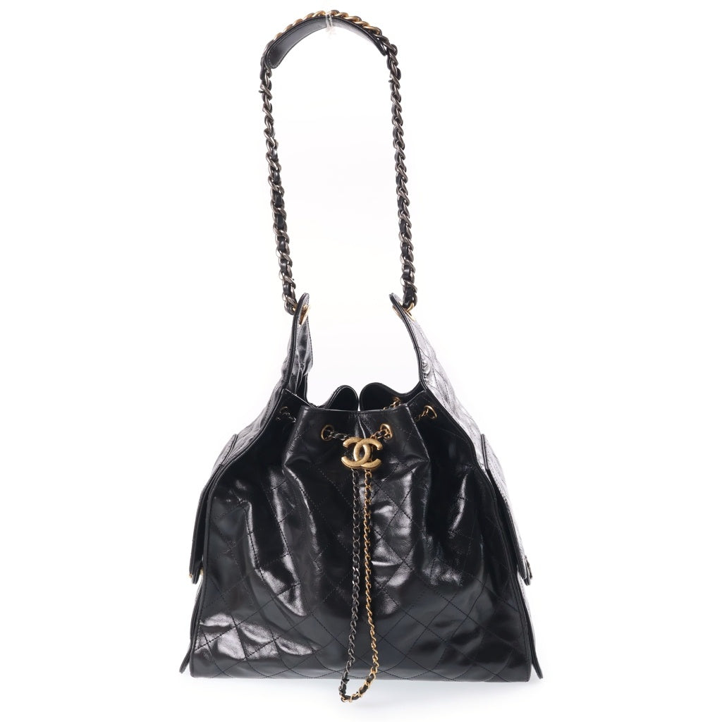 CHANEL(シャネル) シャネル25 スモール チェーンショルダーバッグ ブラック キャビアスキン AS5293 ゴールド×シルバー金具 レディース