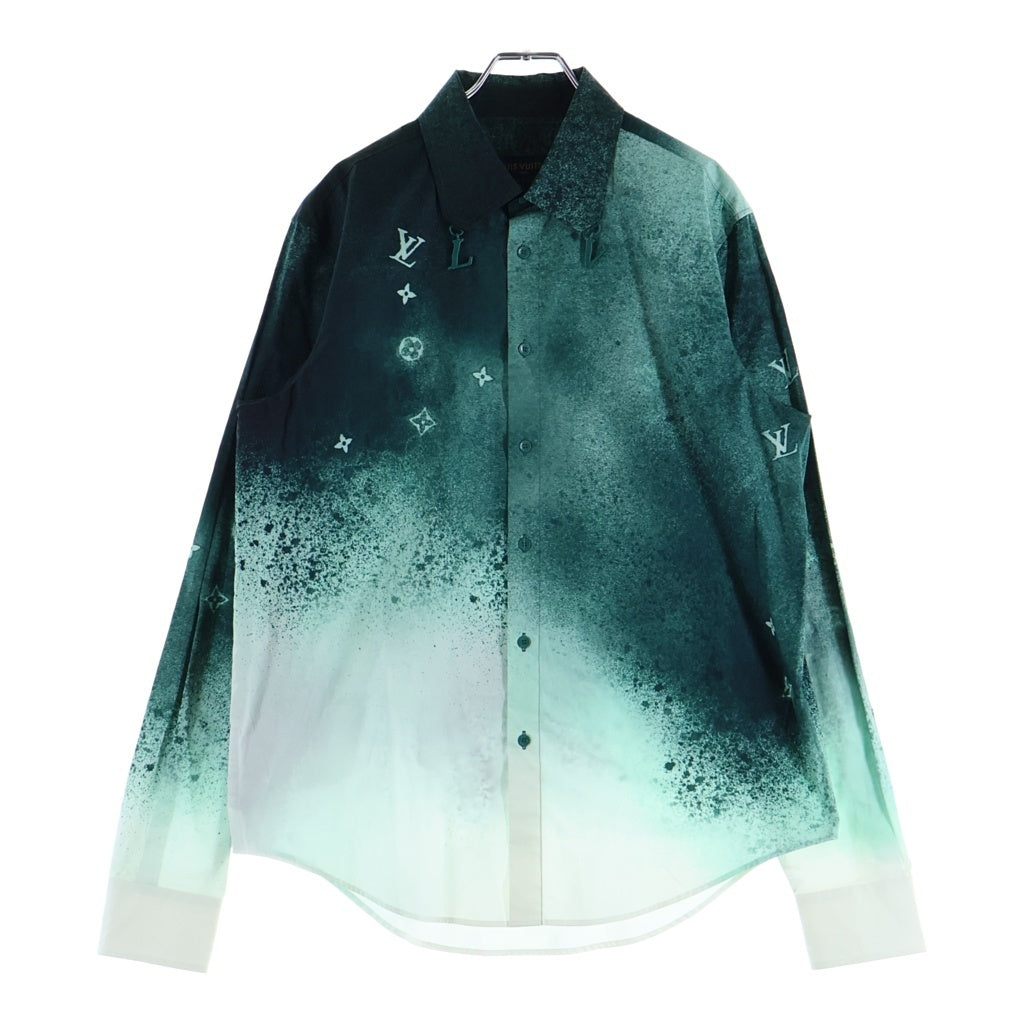 LOUIS VUITTON(ルイヴィトン) 23SS モノグラムグラフィック グラデーション コットン 長袖シャツ #S グリーン/ホワイト RM231M TA4 HOS15W