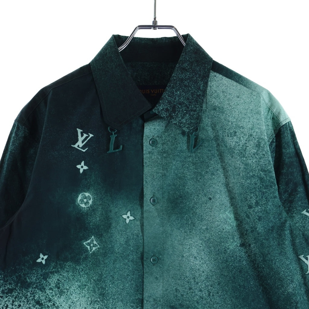 LOUIS VUITTON(ルイヴィトン) 23SS モノグラムグラフィック グラデーション コットン 長袖シャツ #S グリーン/ホワイト RM231M TA4 HOS15W