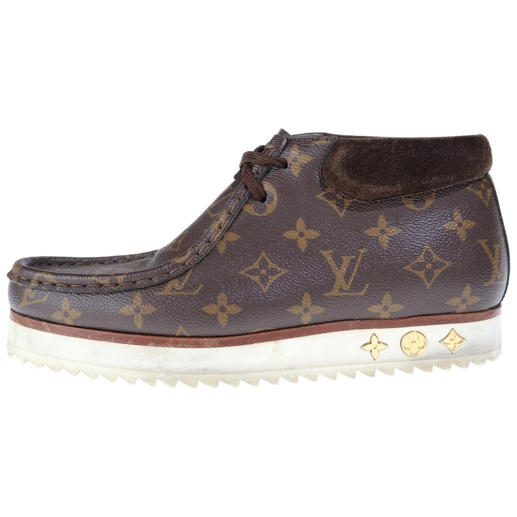 LOUIS VUITTON(ルイヴィトン) ×NIGO LVモッズ・ライン アンクルブーツ モノグラム キャンバス レザー チャッカブーツ ハイカットシューズ #6 1/2 ブラウン/ホワイト 1A81E8