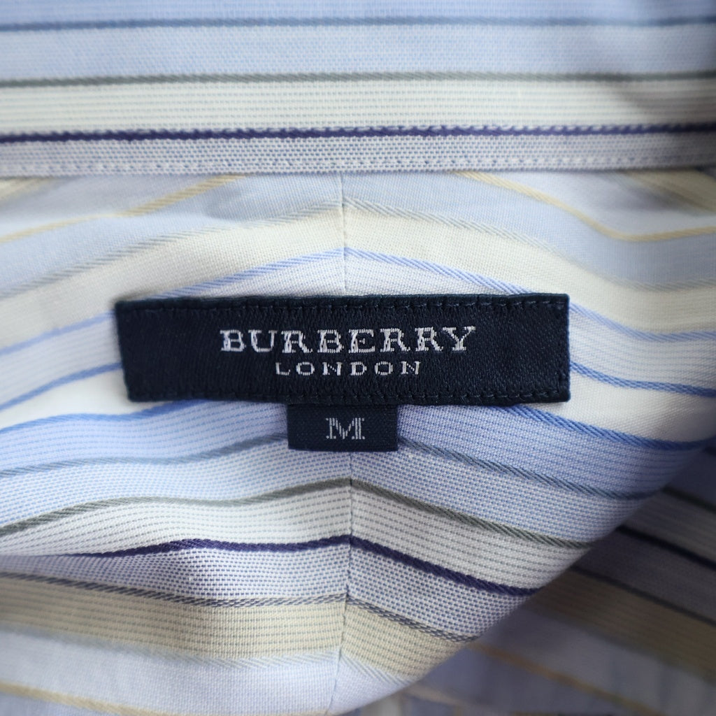 BURBERRY(バーバリー) ロゴ刺繍 コットン ストライプ シャツ Yシャツ #M ライトブルー レディース