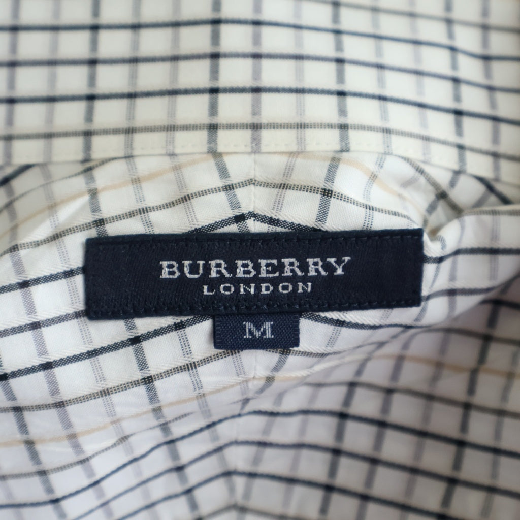 BURBERRY(バーバリー) ロゴ刺繍 コットン チェック シャツ Yシャツ #M ホワイト レディース